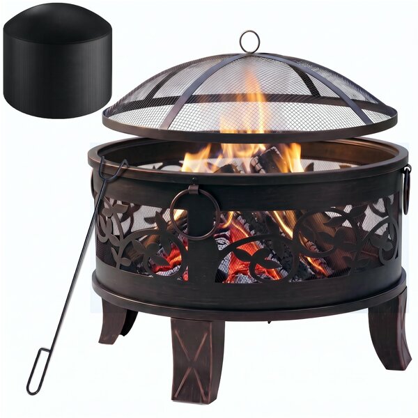 Gardebruk Braciere Rotondo Ø 67cm Acciaio Parascintille Attizzatoio Bracieri da Esterno Giardino