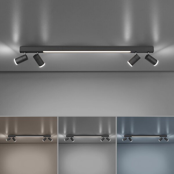 Plafoniera PURE, PURE Lines Spot, dimmerabile, Nero, Soggiorno, Metallo, Moderno