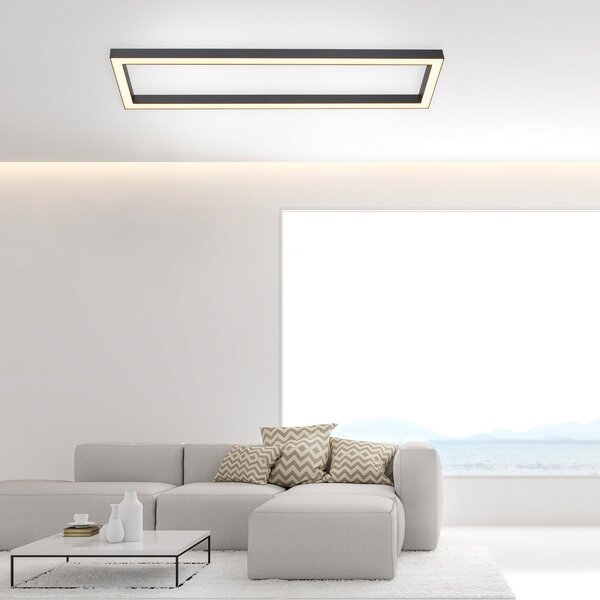 Plafoniera PURE, PURE Lines Square, dimmerabile, Nero, Soggiorno, Metallo, Moderno