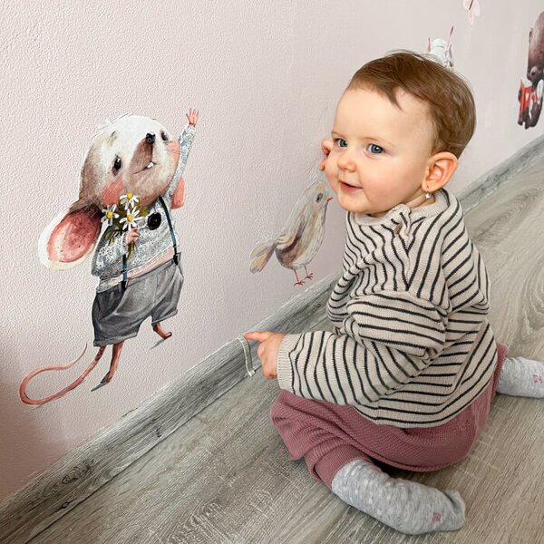 Adesivi per bambini - Animaletti con palloncini nei colori pastello