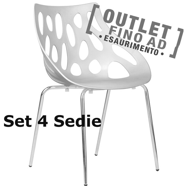 Sedia Direzionale in polipropilene (SET 4 PEZZI) con Telaio di Acciaio Dimensioni 57,5x52,5x h 80 cm - peso 8,5 kg colore Bianco