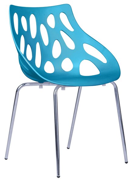 Sedia Direzionale in polipropilene (SET 4 PEZZI) con Telaio di Acciaio Dimensioni 57,5x52,5x h 80 cm - peso 8,5 kg colore Blu chiaro
