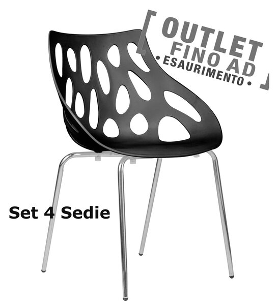 Sedia Direzionale in polipropilene (SET 4 PEZZI) con Telaio di Acciaio Dimensioni 57,5x52,5x h 80 cm - peso 8,5 kg colore colore Nero