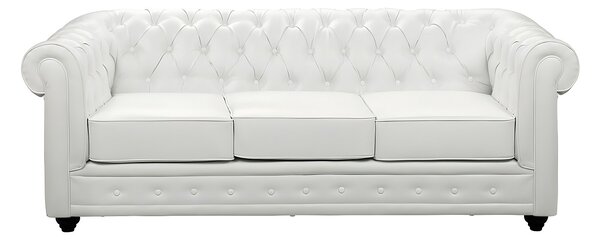 Divano CHESTERFIELD 3 posti in similpelle Bianco