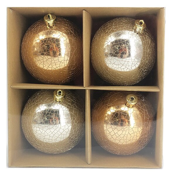 Set 4 Palline Decorative per Albero di Natale Ø10 cm in Plastica 2 Colori Assortiti
