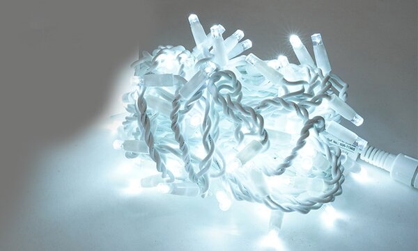 Luci di Natale Tenda 86 LED 100x100 cm Luce Fredda Cavo Bianco