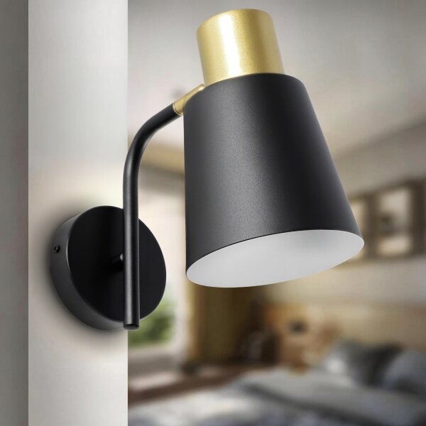 Lampada da parete 1xE27/20W/230V nero/oro