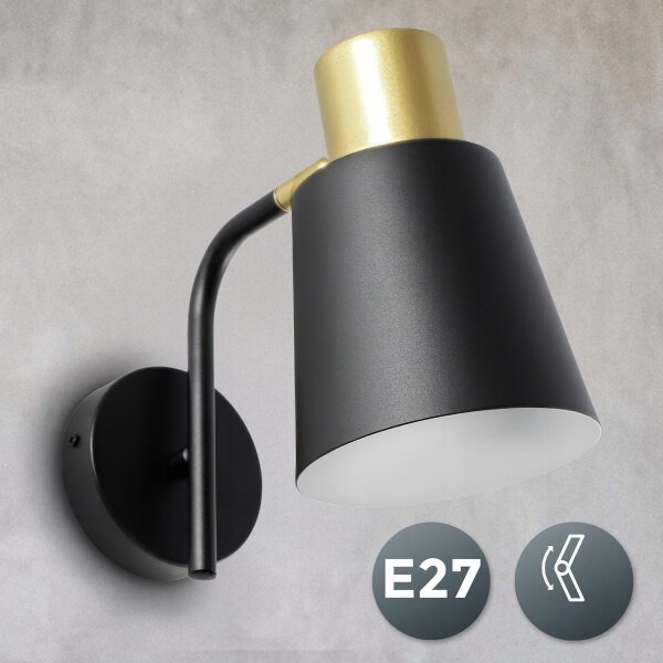 Lampada da parete 1xE27/20W/230V nero/oro
