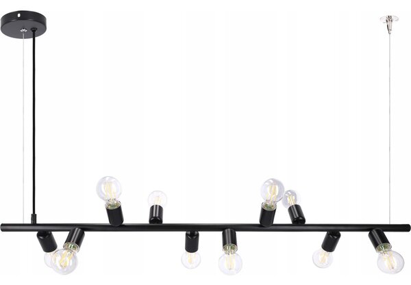 Lampadario sospeso a cavo 10xE27/20W/230V nero