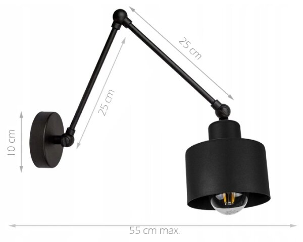 Lampada da parete 1xE27/20W/230V nera