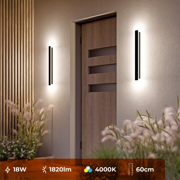LED Lampada da parete esterna LED/18W/230V 60 cm IP65 nera