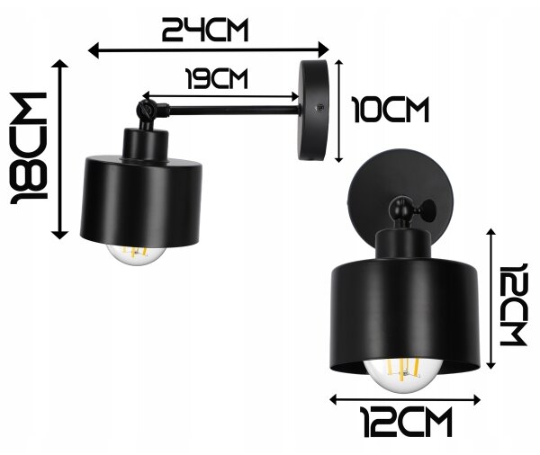 Lampada da parete 1xE27/20W/230V nera