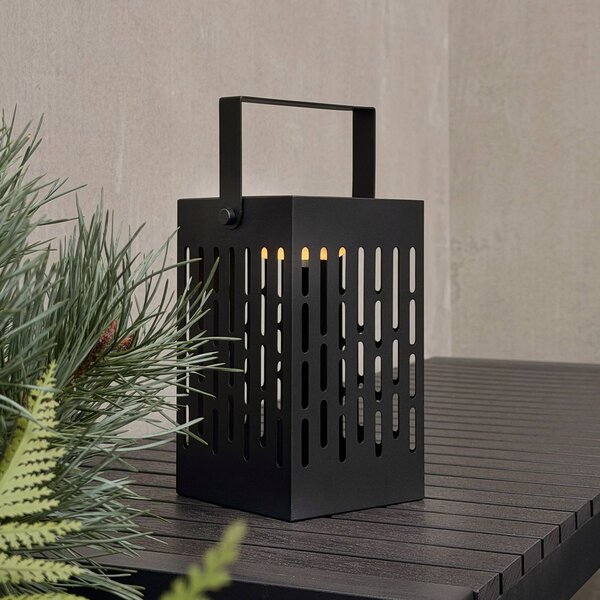 Dyberg Larsen Lanterna solare a LED Luma, nera, 20 cm, IP44 dimmerabile, Nero, Metallo, Moderno, Lampade solari