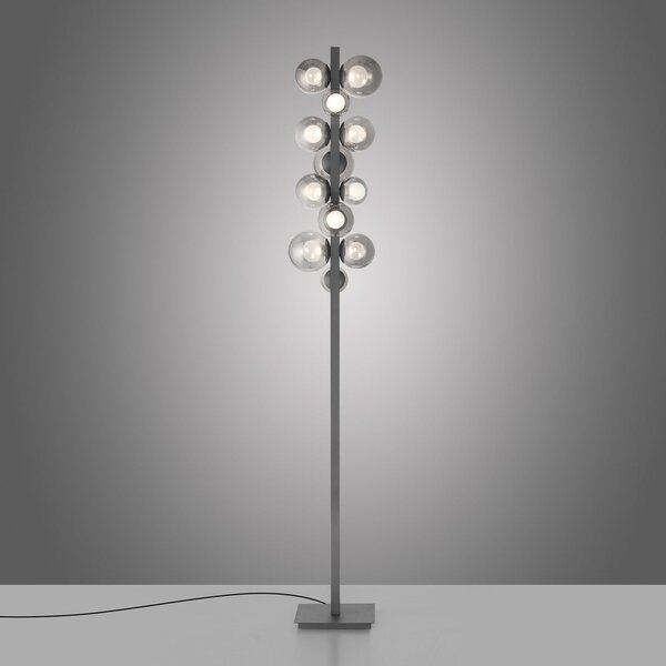 Lampada da terra PURE, Popup, dimmerabile, Grigio, Soggiorno, Alluminio, Moderno