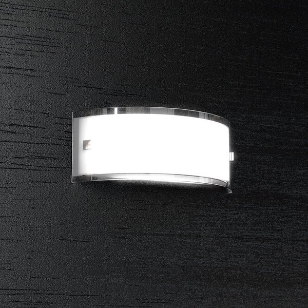 Applique moderno top light linear 1076 a30 e27 led vetro bianco bordo trasparente lucido - Top Light