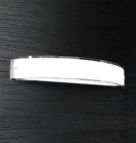 Applique moderno top light linear 1076 a70 e27 led vetro bianco bordo trasparente lucido - Top Light