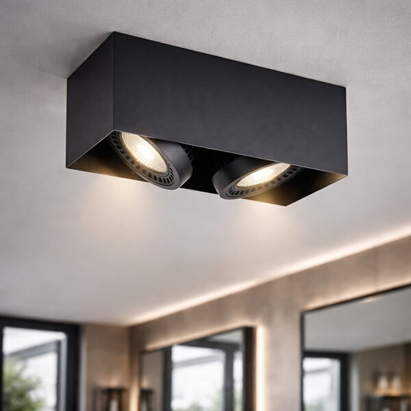 Faretto moderno da superficie nero con LED dimmerabile 2 luci - Dionysos