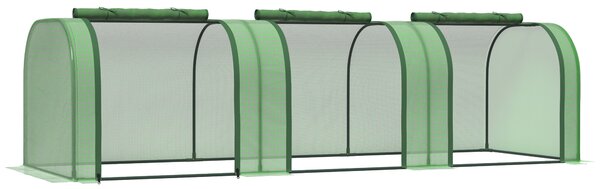 Outsunny Serra a Tunnel per Orto in Acciaio e Plastica PP con Porte Avvolgibili, 295x100x80 cm, Verde | Aosom Italy