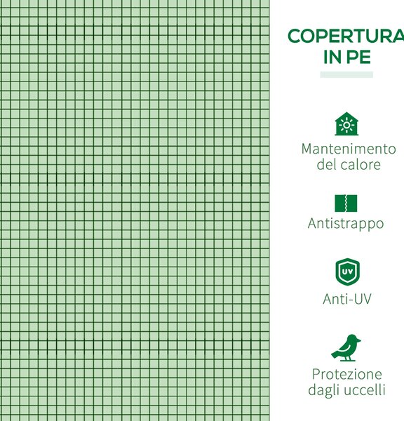 Outsunny Serra a Tunnel per Orto in Acciaio e Plastica PP con Porte Avvolgibili, 295x100x80 cm, Verde | Aosom Italy