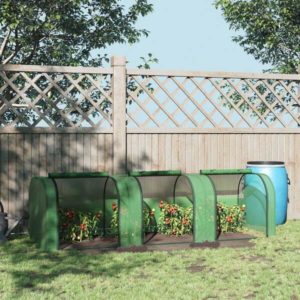 Outsunny Serra a Tunnel per Orto in Acciaio e Plastica PP con Porte Avvolgibili, 295x100x80 cm, Verde | Aosom Italy