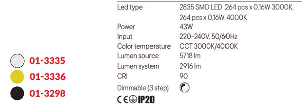 Plafoniera moderna redo group leo 01 3335 01 3298 led cct nero bianco dimmerabile alluminio - Redo Group