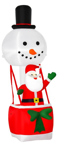 Babbo Natale Gonfiabile H250 Cm Con Mongolfiera Luci Led Multicolore