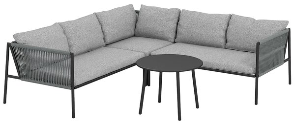 Outsunny Salotto da Giardino in Rattan con Divano Angolare Modulabile, Tavolino da Caffè e Cuscini, Grigio