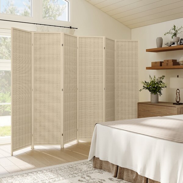 HOMCOM Paravento 6 Pannelli in Legno, Separatore di Ambiente Pieghevole, 270x180 cm, Legno Naturale | Aosom Italy