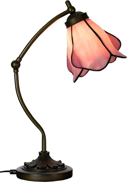 LumiLamp 5LL-6369 Lampada da tavolo Tiffany rosa e marrone 26x19x50 cm