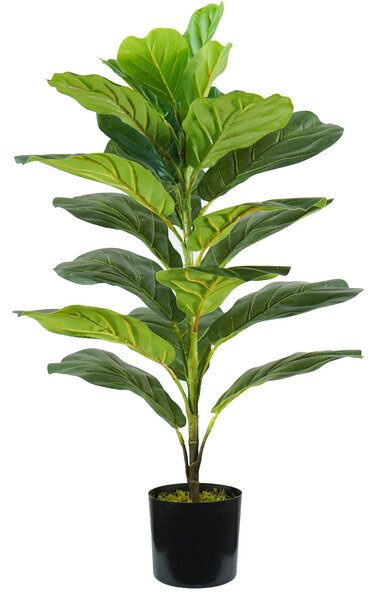 Pianta Artificiale Ficus Lyrata H75 Cm Con Vaso Verde