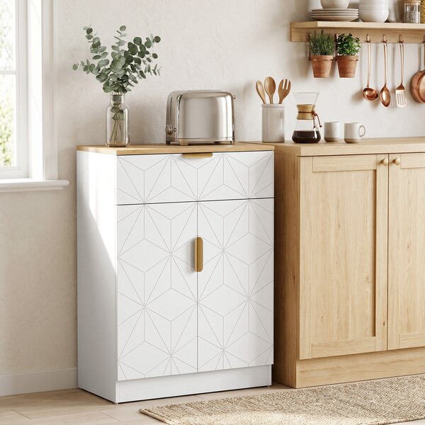 HOMCOM Credenza Moderna, Mobile Contenitore con Cassetto e Ripiano Regolabile, 60x32x82 cm, Bianco | Aosom Italy