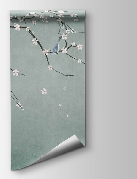 Carta da parati Uccello che vola sul ramo di un albero, Carta da parati design, Carta da parati popolare, u35808 - Tapeko.it