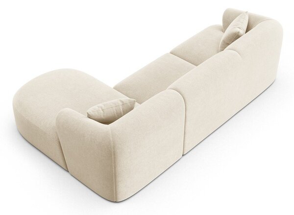 Divano angolare beige (con penisola a destra/con chaise lounge) con rivestimento in velluto Campi – Cosmopolitan Design