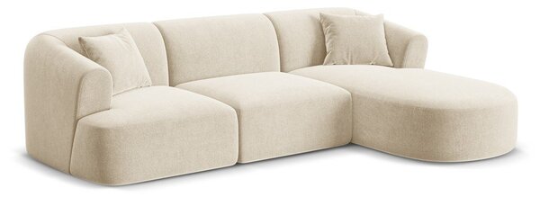 Divano angolare beige (con penisola a destra/con chaise lounge) con rivestimento in velluto Campi – Cosmopolitan Design