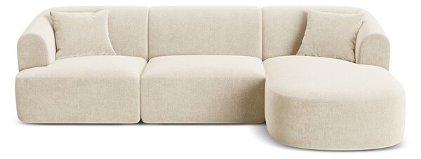 Divano angolare beige (con penisola a destra/con chaise lounge) con rivestimento in velluto Campi – Cosmopolitan Design