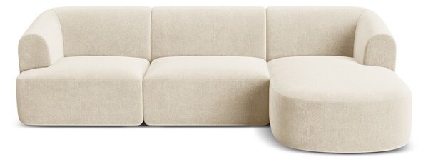 Divano angolare beige (con penisola a destra/con chaise lounge) con rivestimento in velluto Campi – Cosmopolitan Design