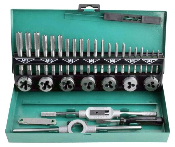 AW Tools - Set di maschi per filettare, acciaio (confezione da 32 pezzi) AW3035 (taglia unica) (argento)