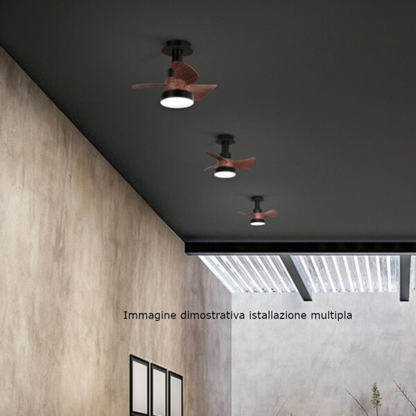 Ventilatore plafoniera perenz illumina eddy 7208 6248 e27 led metallo legno - Perenz