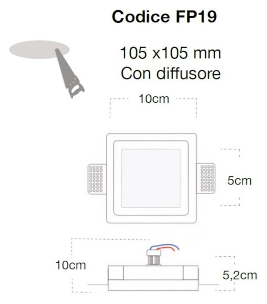Faretto incasso lampadari bartalini itnop fp19 gu10 mr11 led gesso verniciabile - Lampadari Bartalini Gesso