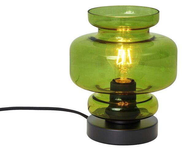 Lampada da tavolo retrò nera con vetro verde - Denise