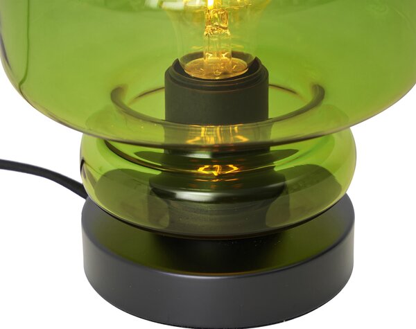 Lampada da tavolo retrò nera con vetro verde - Denise