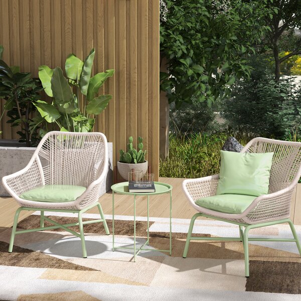 Tavolino da Giardino Ø46x50 cm con Vassoio Rimovibile e Gambe Pieghevoli in Acciaio Verde