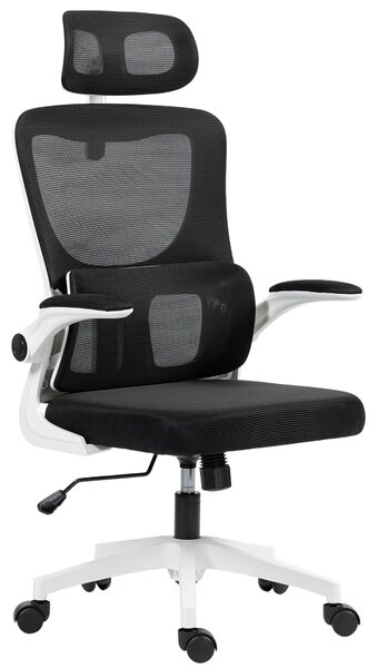 Vinsetto Sedia da Ufficio Regolabile e Reclinabile con Poggiatesta Rimovibile, in Tessuto a Rete, 60x59x114-122 cm, Nero | Aosom Italy