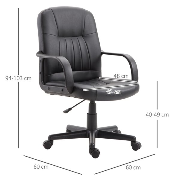 Vinsetto Sedia da Ufficio Ergonomica Poltrona Scrivania Girevole Altezza Regolabile Schienale Alto Ecopelle Nero|Aosom