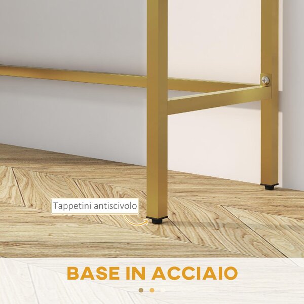 DecHome Consolle Ingresso Design Contemporaneo Luxury con 2 Cassetti e Gambe Dorate Dimensioni 80x31.5x75 cm colore Bianco