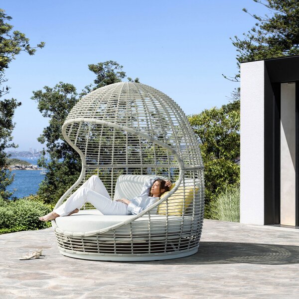 VivaGarden Divano da Esterno con Struttura a Conchiglia con Cuscini in Alluminio 185x185x200 cm colore Grigio Chiaro - Ushuaia