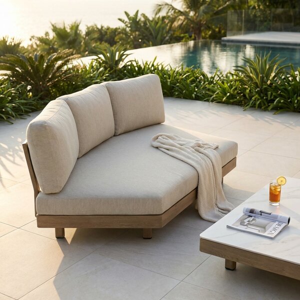 VivaGarden Divano da Esterno Modulare Lato Destro con Cuscini in TPUxOlefin 217x126x71cm colore Marrone - Medelln
