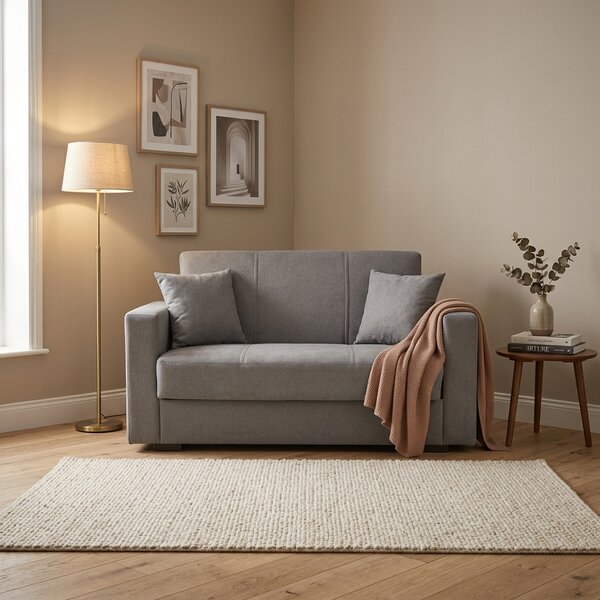 Modams Divano Letto Clic-Clac 2 Posti Moderno Vano Contenitore in Tessuto Dimensioni 152x80x87 cm colore Grigio