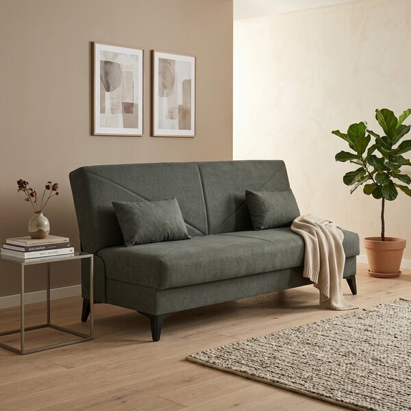Modams Divano Letto 3 Posti Moderno Vano Contenitore in Tessuto Dimensioni 183x81-108x89 cm colore Bacos 12 Dark green - BOLD