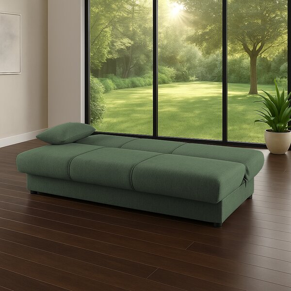 DecHome Divano Letto 3 Posti Moderno in Tessuto Dimensioni 190x81x106 cm colore Verde - Cosy